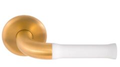 Deurkruk NOUR EV100/64 op Rozet PVD Mat Goud/Wit