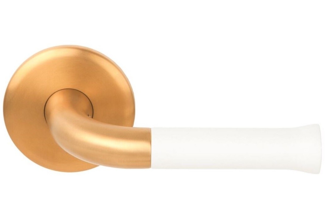 Deurkruk NOUR EV101/64 op Rozet PVD Mat Goud/Wit