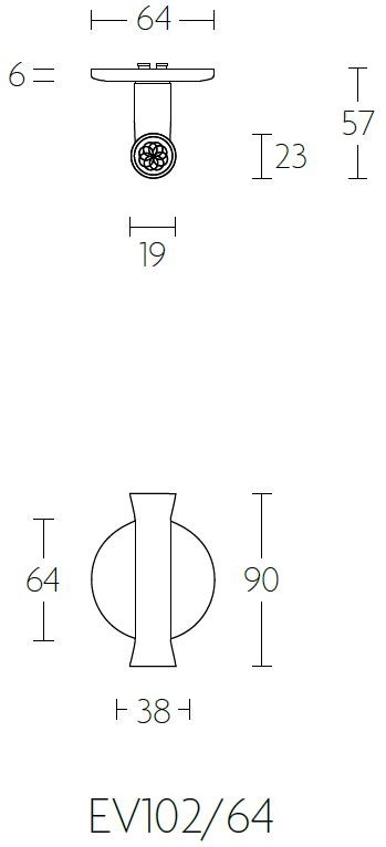 Deurklink NOUR EV102/64 op rozet rvs gepolijst - Afbeelding 2
