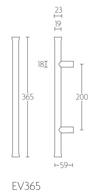 Deurgreep NOUR EV365PS 200 mm PVD mat goud - Afbeelding 2