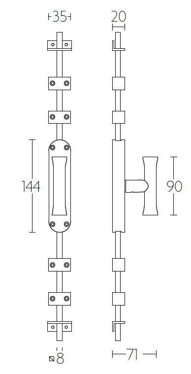 Kruk-Espagnolet NOUR KO-EV102 links PVD mat goud - Afbeelding 2