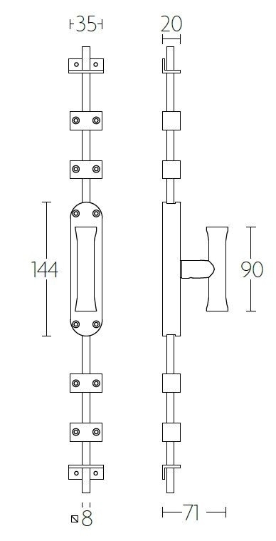 Kruk-Espagnolet NOUR KO-EV102 rechts PVD mat goud - Afbeelding 2