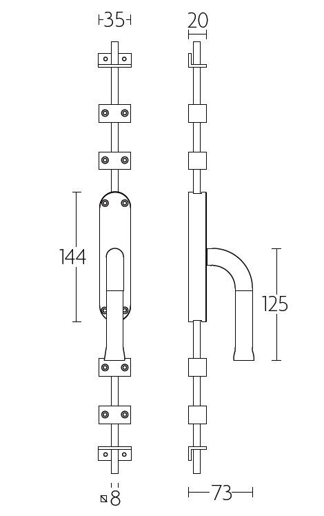 Kruk-Espagnolet NOUR KO-EV101 rechts rvs gepolijst - Afbeelding 2