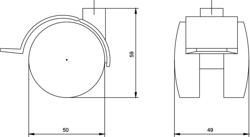 Meubelwiel zwart Zacht + Rem 50 mm Stift 8 mm - Afbeelding 2