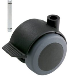 Meubelwiel Zwart Zacht + Rem 50 mm Stift 8 mm