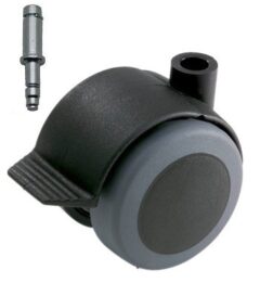 Meubelwiel Zwart Zacht + Rem 50 mm Stift 11 mm