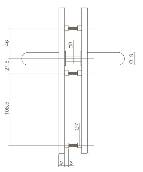 Deurklink Rond op verdekt schild Ovaal PC72 mm rvs - Afbeelding 3