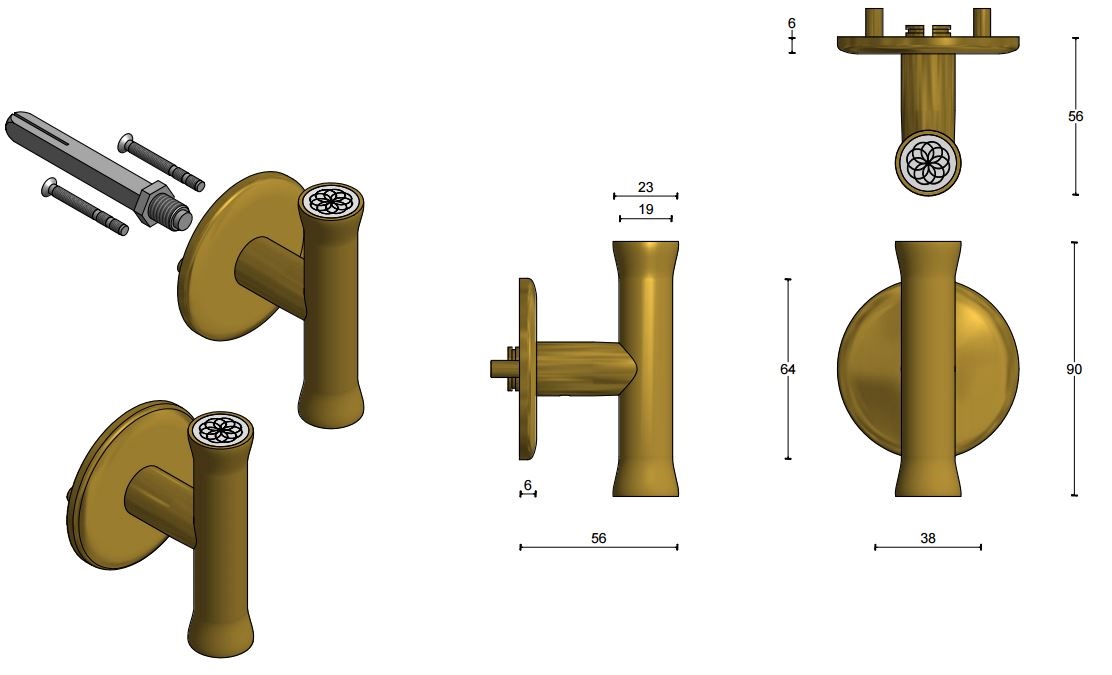 Voordeurknop Vast NOUR EV200V PVD mat goud - Afbeelding 4