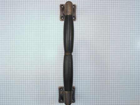 Deurgreep brons antiek met dubbel ebbenhouten handvat 225 mm