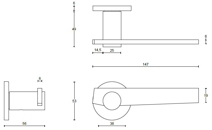 Deurklink TENSE BB101-G Op rozet mat zwart - Afbeelding 3