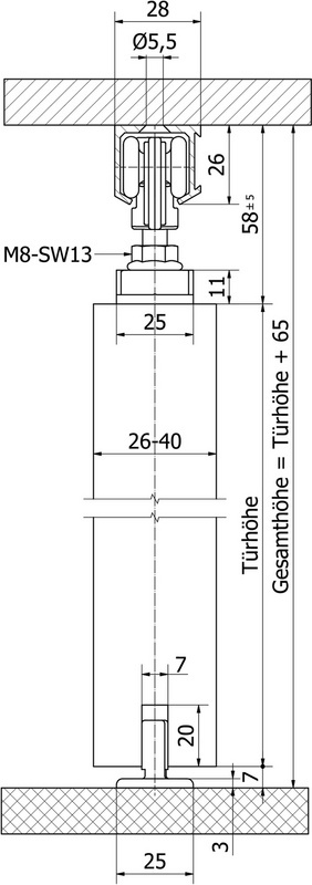 Schimos 40 binnenschuifdeurbeslag Plafondmontage - Afbeelding 3