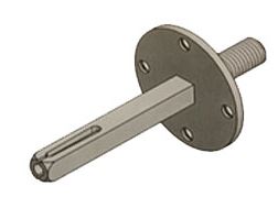 Wisselstift vierkant 8 mm met opschroef plaat tbv deurknoppen M8