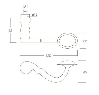 Intersteel deurklink Posthoorn messing gelakt - Afbeelding 2