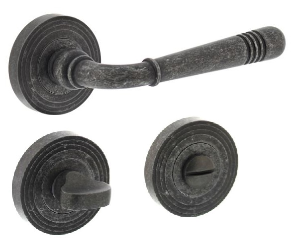 Intersteel deurkruk Helena op rozet met WC-sluiting oud grijs