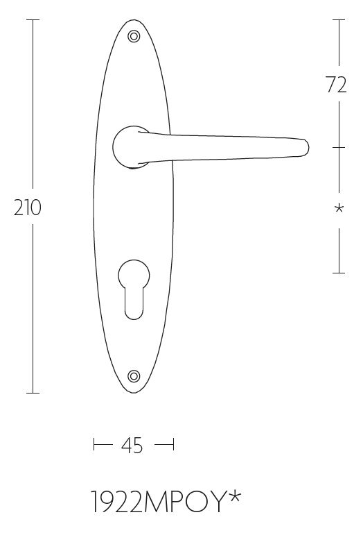 Deurklink op schild cilindergat TIMELESS 1922MPOY** glans nikkel - Afbeelding 2