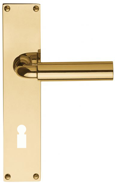 Deurkruk op schild Sleutelgat TIMELESS 1923MPN** Messing Ongelakt