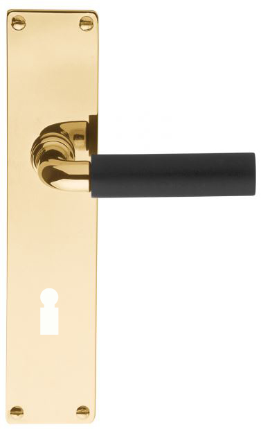 Deurkruk op schild Sleutelgat TIMELESS 1923MPN** Messing Ongelakt/Ebbenhout