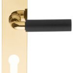 Deurkruk op schild Cilindergat TIMELESS 1923MPY** Messing Ongelakt/Ebbenhout