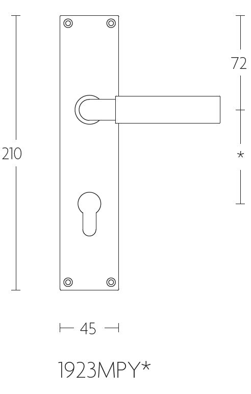 Deurklink op schild cilindergat TIMELESS 1923MPY** glans nikkel/ebbenhout - Afbeelding 2