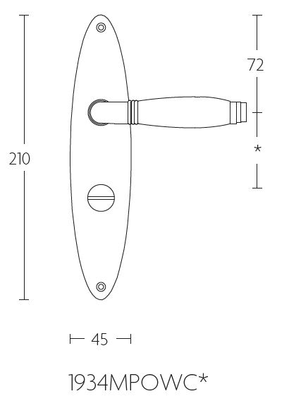 Deurkruk op schild Toiletsluiting TIMELESS 1934MPOWC** Mat Nikkel/Eikenhout