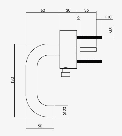 Intersteel SKG3 afsluitbare raamkruk rond op ovale rozet rvs - Afbeelding 2