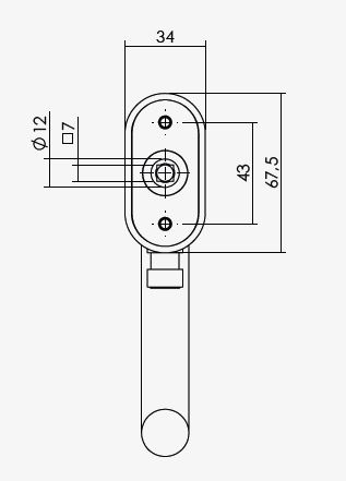 Intersteel SKG3 afsluitbare raamkruk rond op ovale rozet rvs - Afbeelding 3