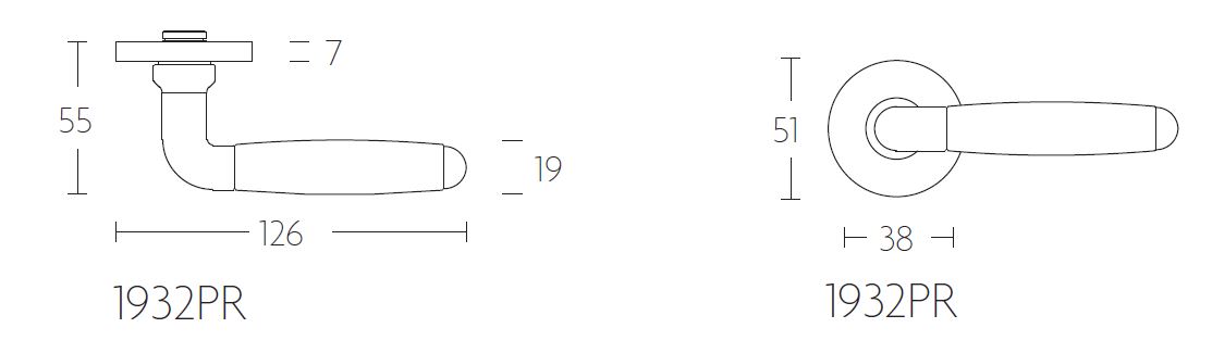 Enkele deurklink rechts TIMELESS 1932PR PVD mat nikkel/bakeliet - Afbeelding 2