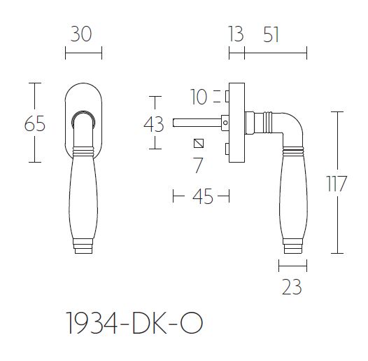 Draaikiepgarnituur TIMELESS 1934DK-O rechts glans nikkel/ebbenhout - Afbeelding 2
