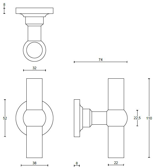 Voordeurknop Vast FERROVIA FV22V mat rvs - Afbeelding 2