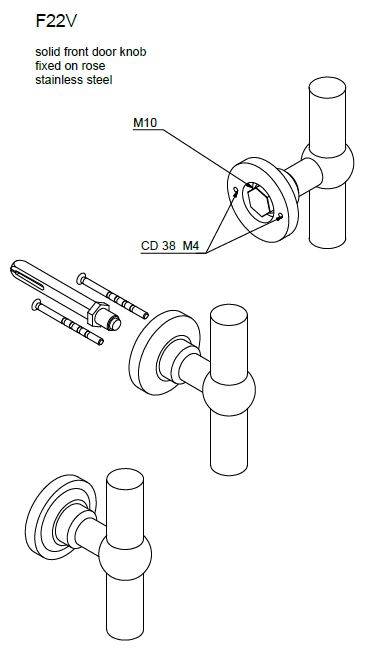 Voordeurknop Vast FERROVIA FV22V mat rvs - Afbeelding 3