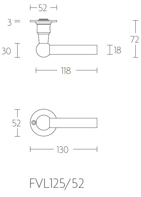 Enkele deurklink FERROVIA FVL125-ZR mat rvs - Afbeelding 2