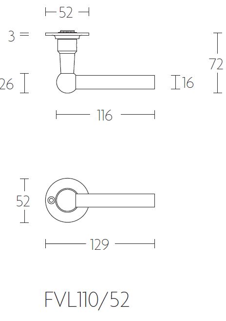 Enkele deurklink FERROVIA FVL110-ZR mat rvs - Afbeelding 2