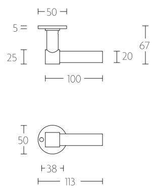 Enkele deurklink PIET BOON PBL20/50 mat wit - Afbeelding 2