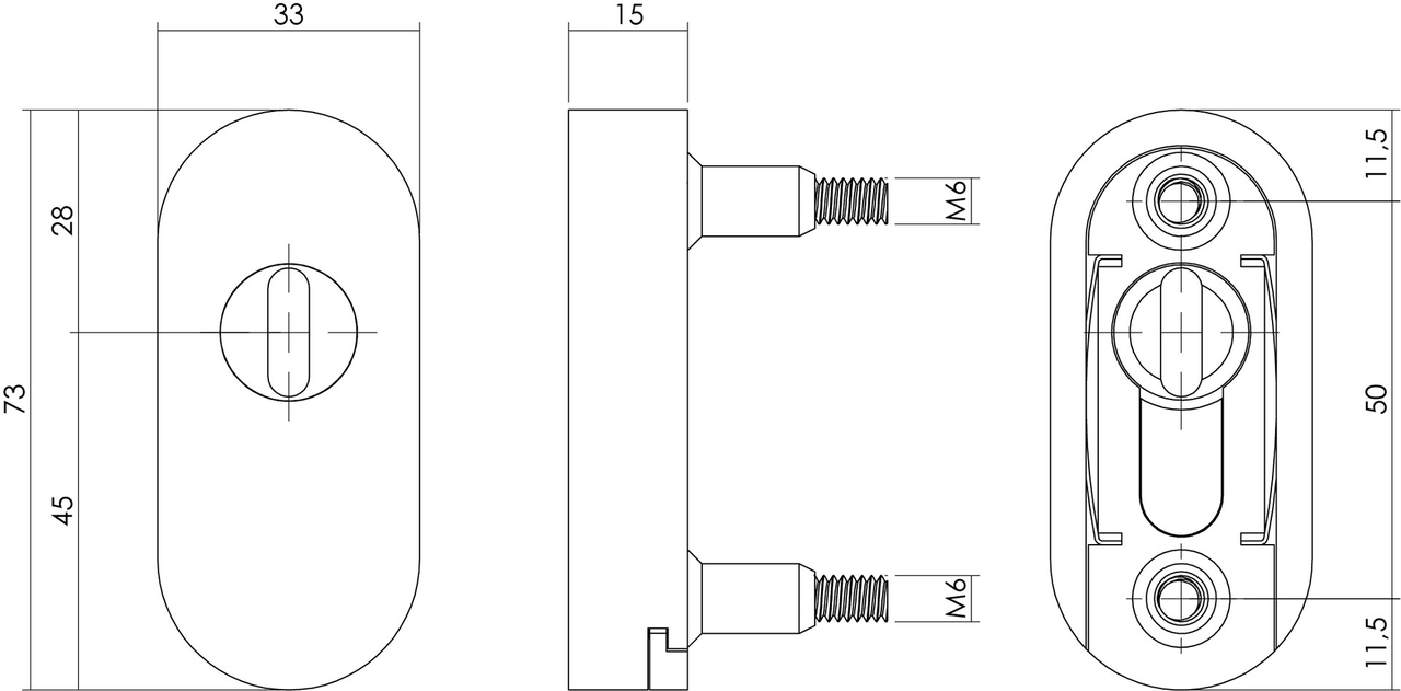 Intersteel SKG2 Veiligheid-Schuifrozet + kerntrekbeveiliging ovaal rvs - Afbeelding 2