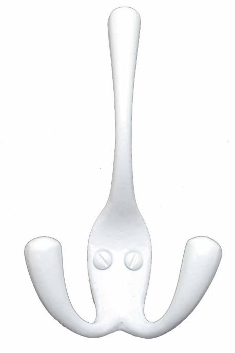 Kapstokhaak dubbel ijzer wit