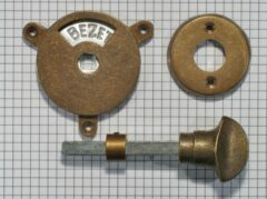 WC-sluiting incl. vrij/bezet met ovale knop, brons antiek