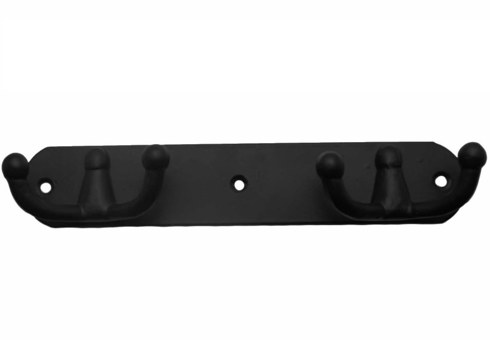 Kapstokhaak dubbel op achterplaat ijzer zwart