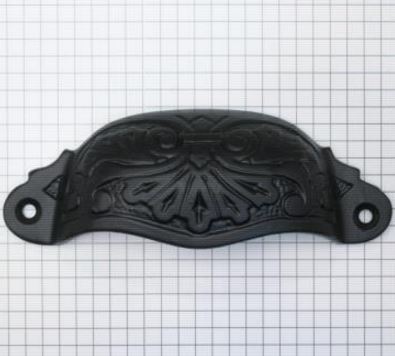 Komgreep massief bewerkt ijzer zwart 113x40 mm