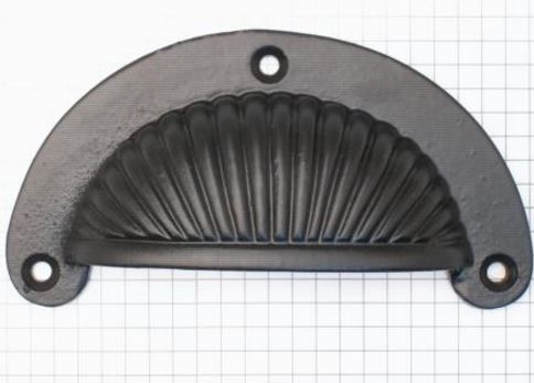 Komgreep massief ribbel ijzer zwart 110x50 mm