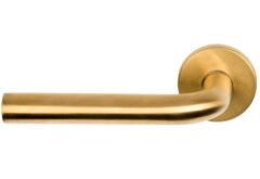 Gatdeel Links Deurkruk BASIC LBIII-19 op ronde rozet PVD Mat Goud