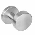 Intersteel knop rond verkropt vast op rozet staal + 7mm nok rvs