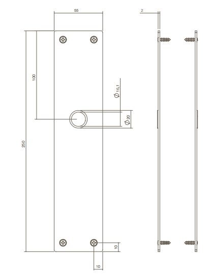 Intersteel deurklink Amsterdam op renovatie schild rechthoekig PC72 rvs/mat zwart - Afbeelding 3