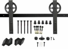 Schuifdeur Systeem 2 Meter Hangrollen met Spaakwiel Staal Mat Zwart