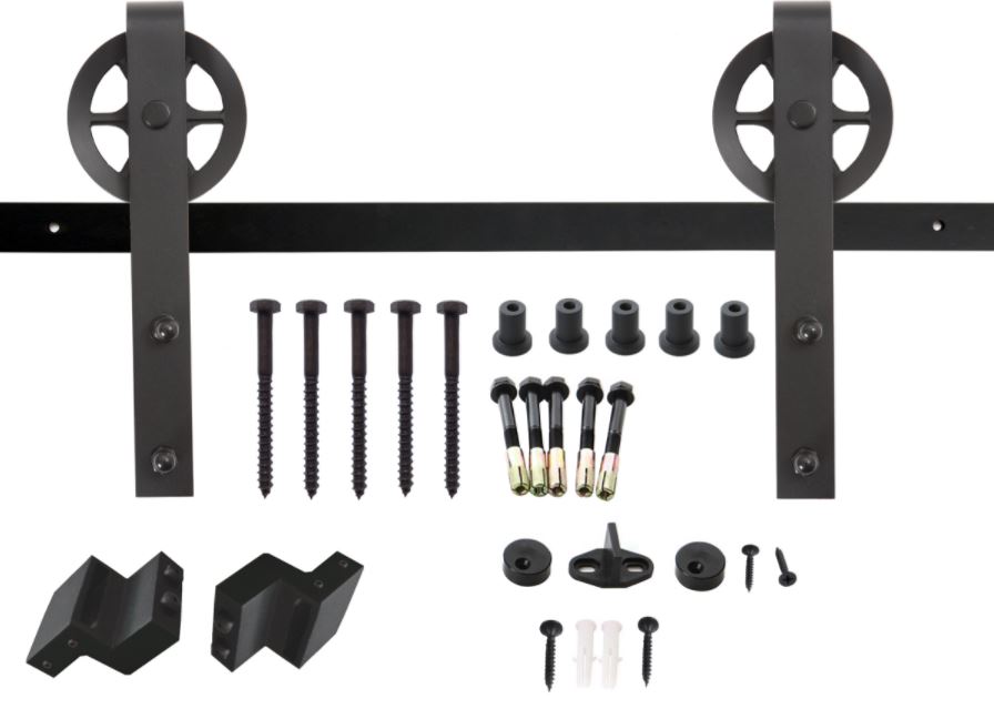 Schuifdeur Systeem 2 Meter Hangrollen met Spaakwiel Staal Mat Zwart