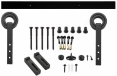 Schuifdeur Systeem 2 Meter Hangrollen met Open Wiel Staal Mat Zwart