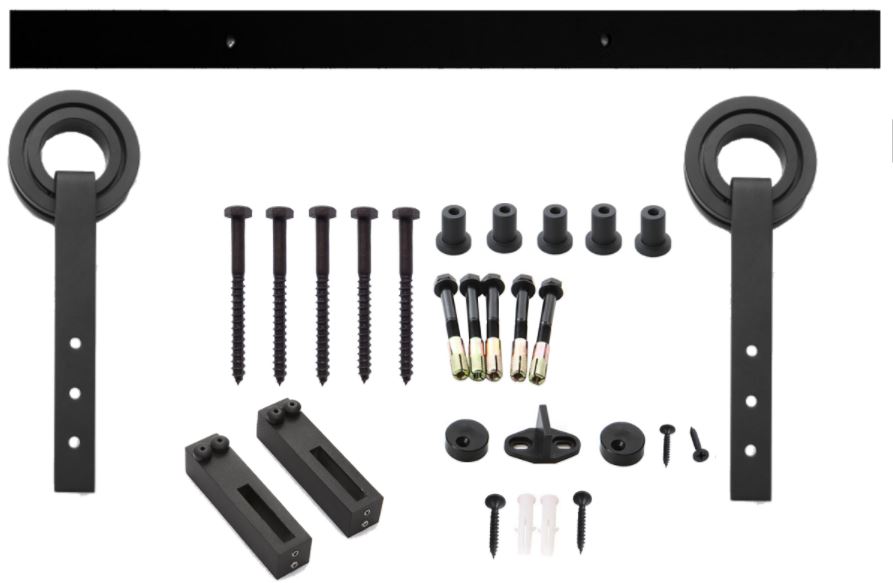 Schuifdeur Systeem 2 Meter Hangrollen met Open Wiel Staal Mat Zwart