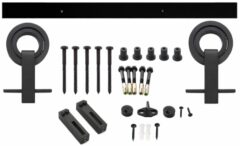 Schuifdeur Systeem 2 Meter Hangrollen met Open Wiel 155 mm Staal Mat Zwart