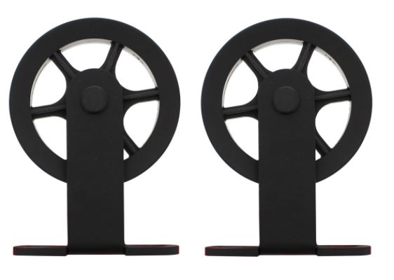 Set van 2 rollers Spaakwiel 170 mm tbv schuifdeursysteem incl. bevestiging Mat Zwart