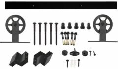 Schuifdeur Systeem 2 Meter Hangrollen met Spaakwiel 170 mm Staal Mat Zwart
