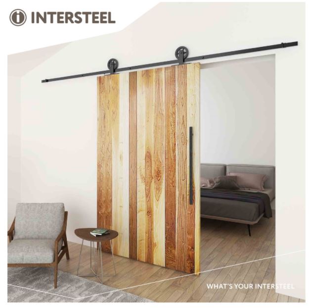 Intersteel Schuifdeur Systeem 2 meter hangrollen met spaakwiel 170 mm staal mat zwart - Afbeelding 2